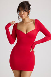 Oh Polly Demelza Robe Mini 8058 Rouge Feu Manches Longues