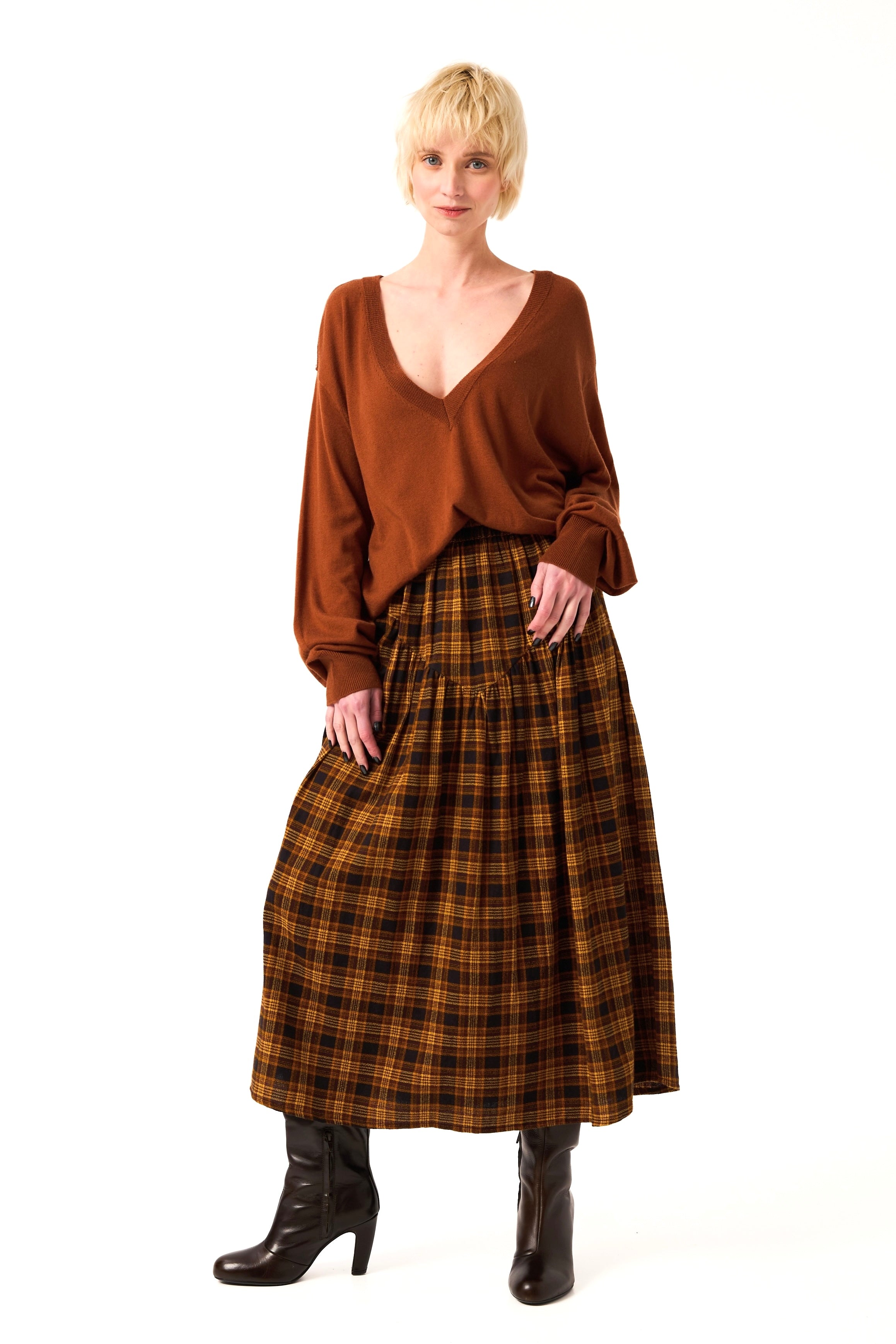 ChicoSoleil Anna jupe midi coton tribal plaid