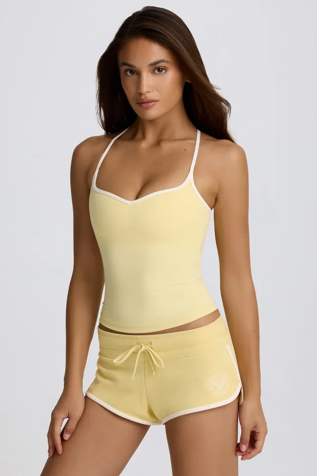 Oh Polly Low-Rise mini short citron coton taille basse