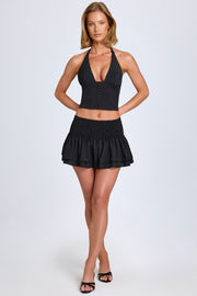 Oh Polly Nellary Ruffled Micro Mini Jupe Noir