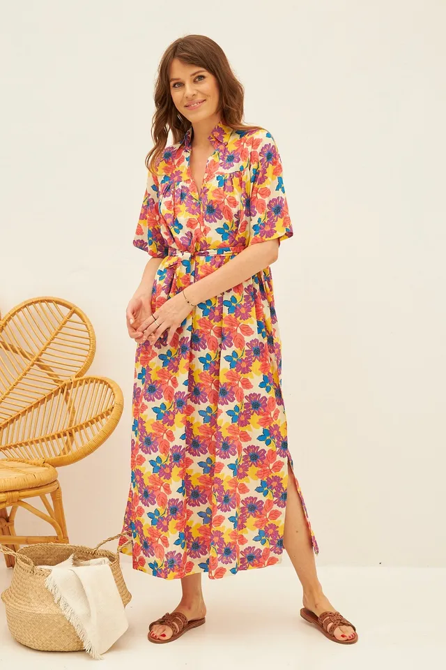 Chicosoleil Kiana robe écru Fleur de Jaipur 138 cm coton