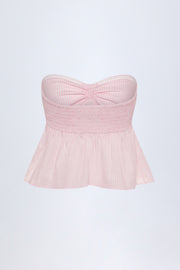Oh Polly Alma Crop Top Bandeau Rose à Rayures Coton