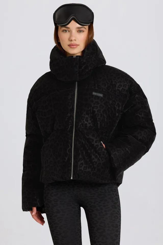 Oh Polly Ski Jacket veste ski noire léopard imperméable