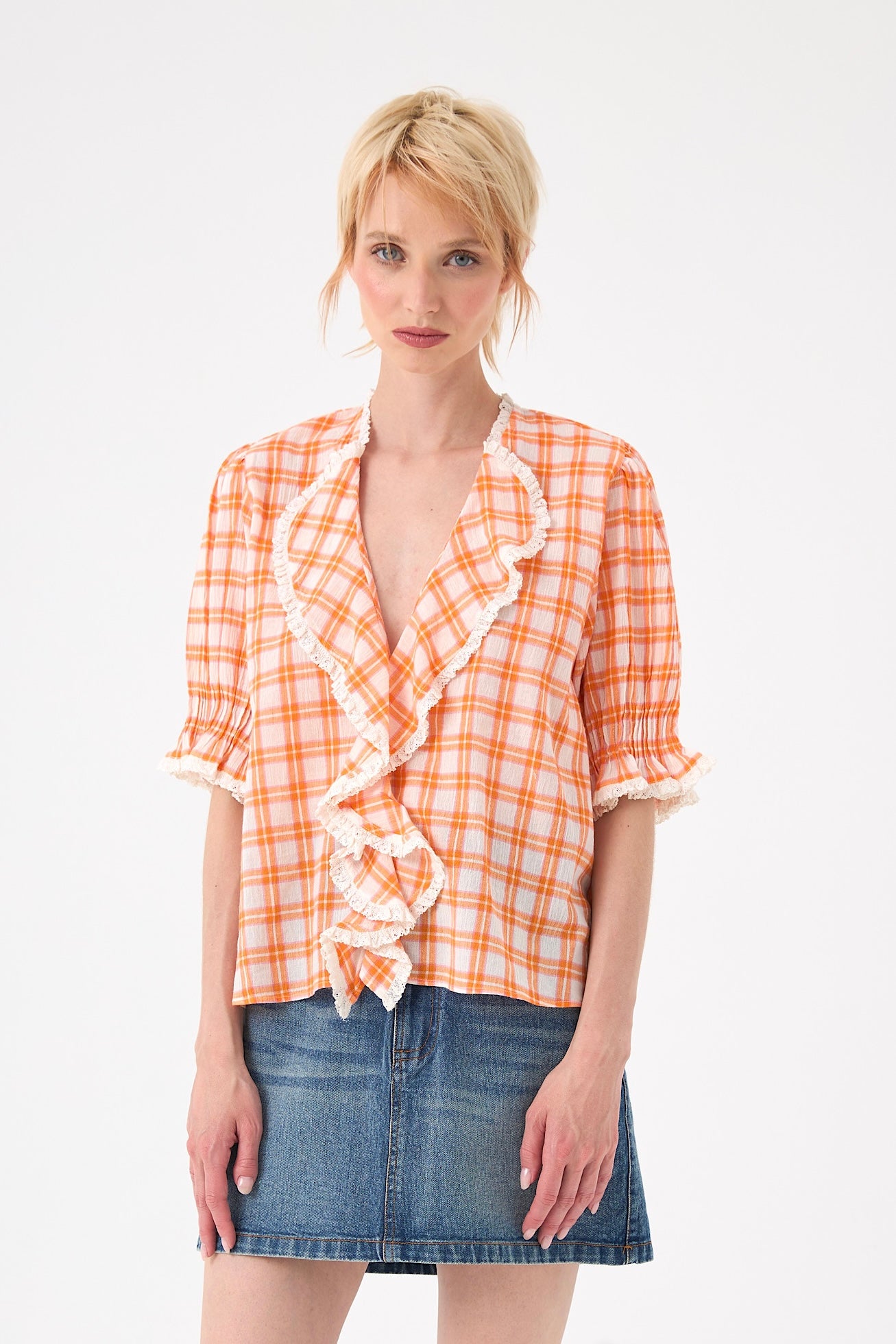 Chicosoleil Miro blouse coton carreaux bloom check ample