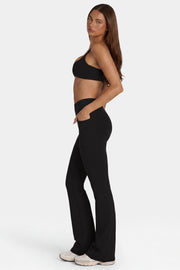 Oh Polly Bo+Tee Soft Active V-Waist Legging évasé noir