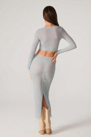 Oh Polly Embellished Jupe Maxi Taille Basse Aqua Strass