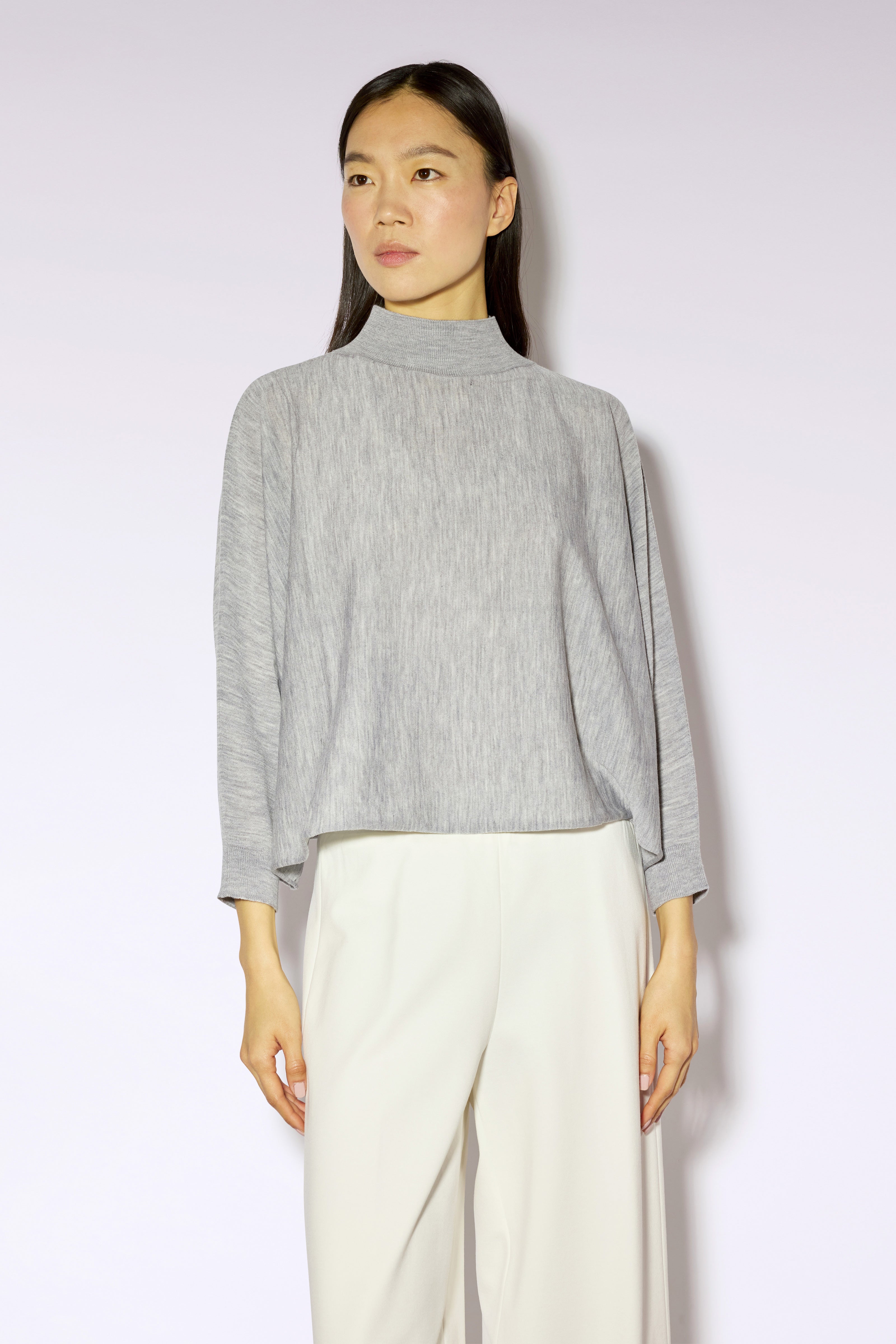 Liviana Conti Ranja Pull Laine Mérinos Gris Col Perkins 3/4