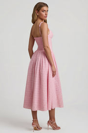 Oh Polly Saidey Broderie Robe mi-longue rose pâle coton
