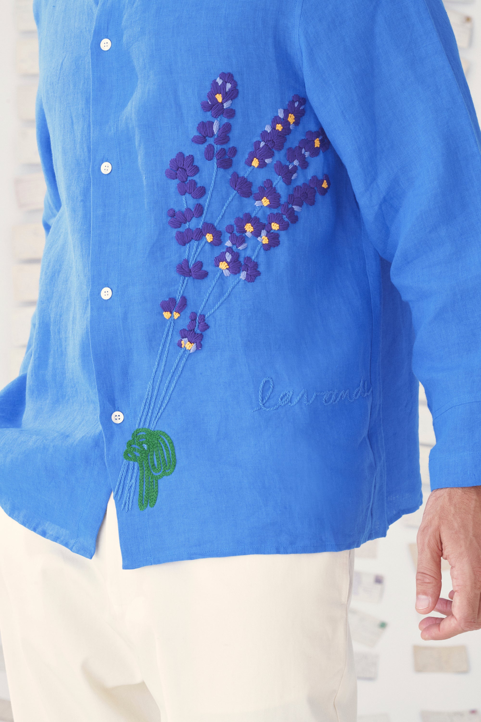 Mii en carte postale Chemise Andy chemise lin bleu lavande