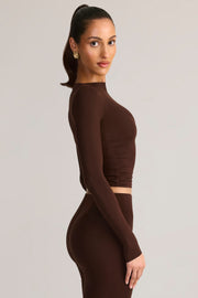 Oh Polly Alia 8641 top marron froncé manches longues