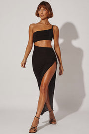 Oh Polly Ishtar 5715 robe longue noire une épaule