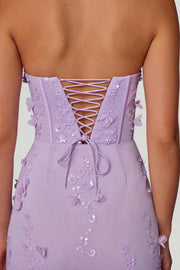 Oh Polly Amal robe maxi lilas corset à sequins