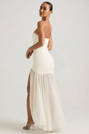 Oh Polly Melina Robe Bustier Sirène Ivoire Fente Maxi
