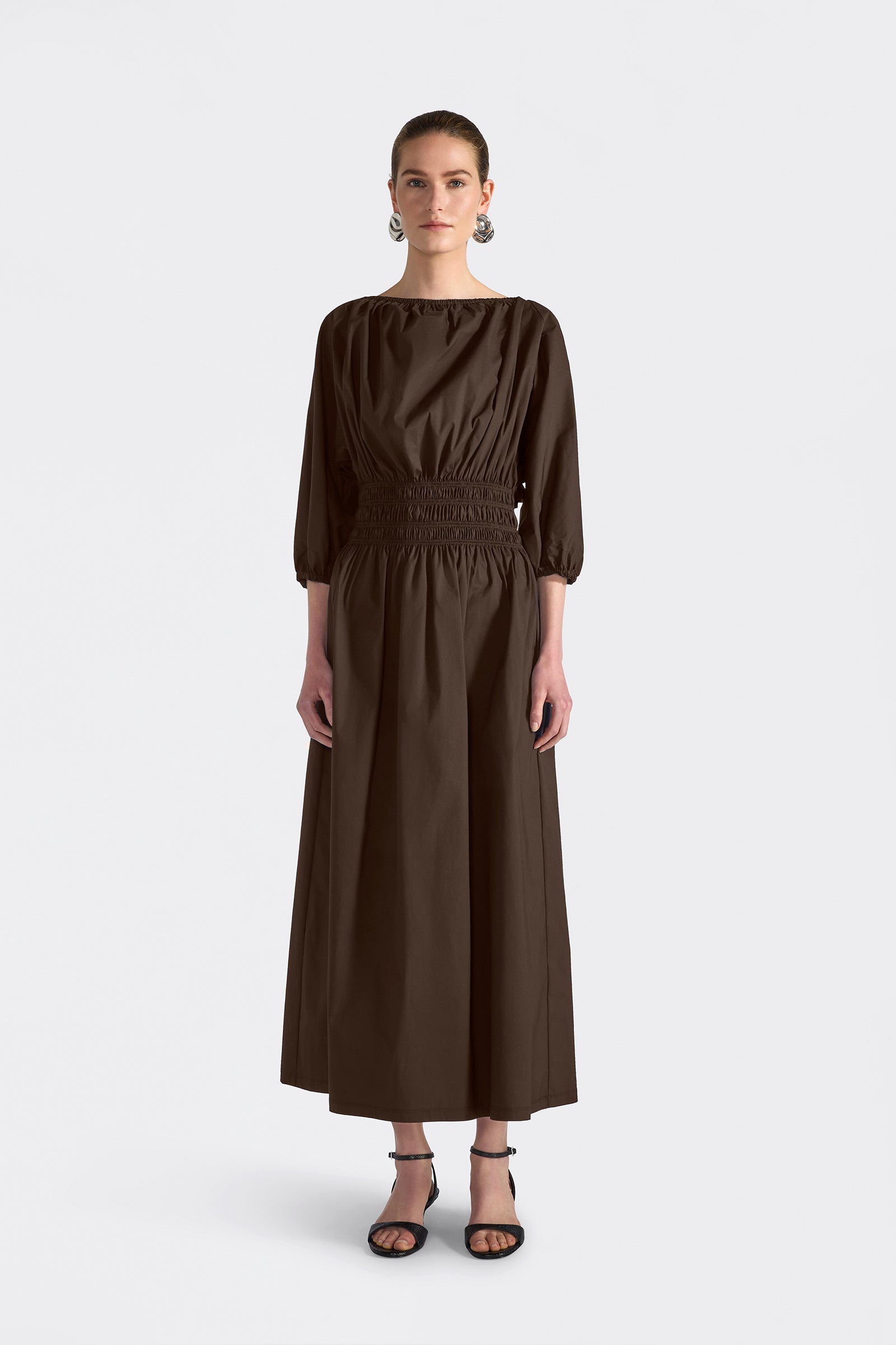 Liviana Conti Nilufar robe longue noire popeline