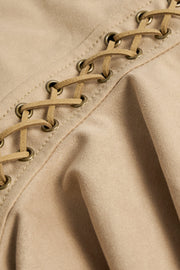 Oh Polly Jalsa Mini Jupe Camel Suédine Lacets Mi-Taille