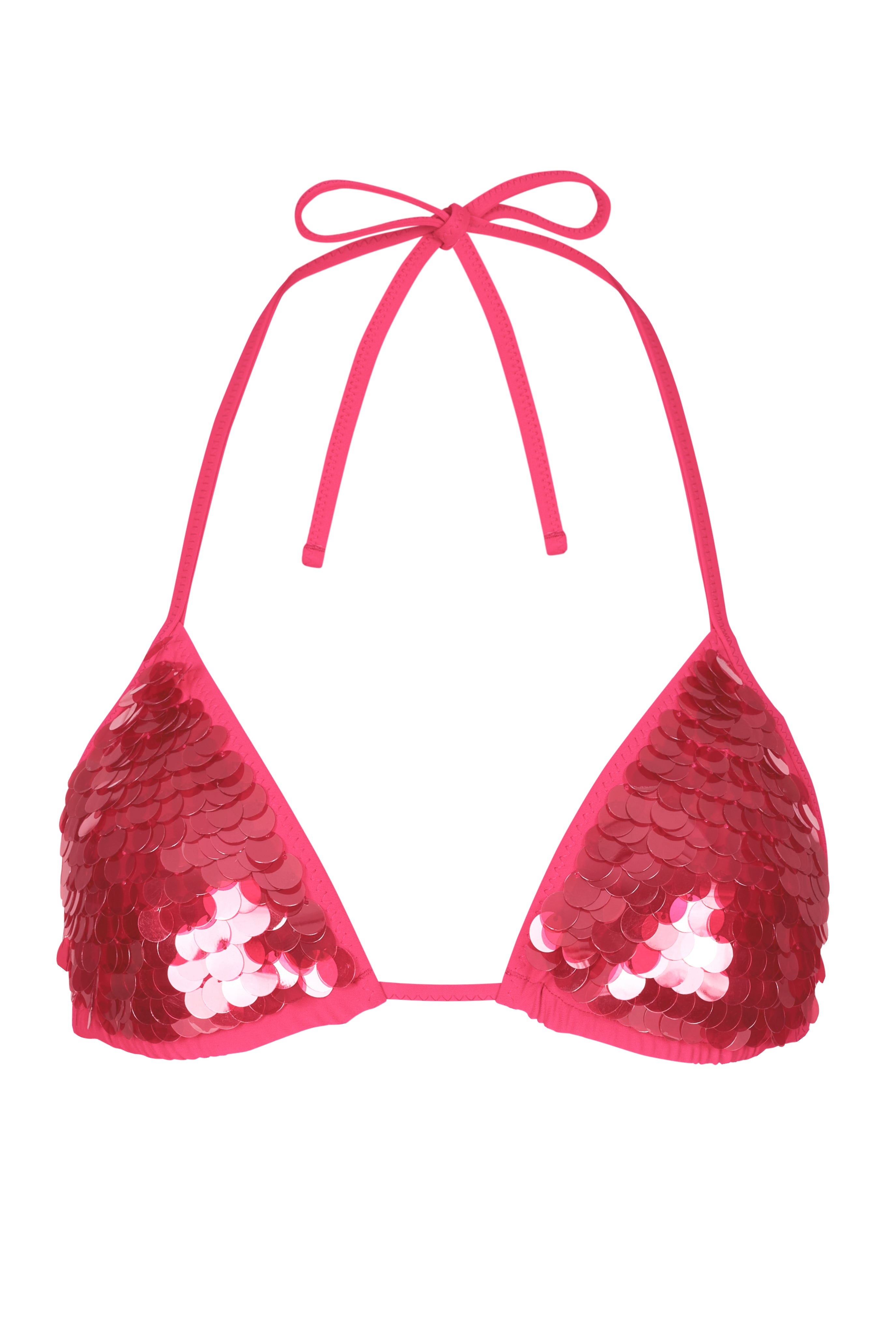 Oh Polly Leil Haut Bikini Triangle Framboise Sequins Maillot Bain