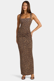 Oh Polly Robe maxi Elenna col carré léopard modal