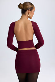 Oh Polly Elli top bordeaux col haut dos nu modal