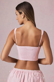 Oh Polly Tops Magda 14400 crop top rose rayé coton