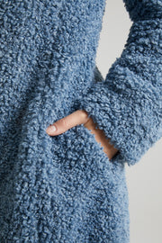 Oh Polly Alaska manteau long bleu fausse fourrure