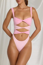 Oh Polly Swim maillot 1 pièce découpé thong rose