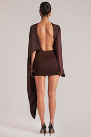 Oh Polly cape robe mini marron chocolat dos ouvert