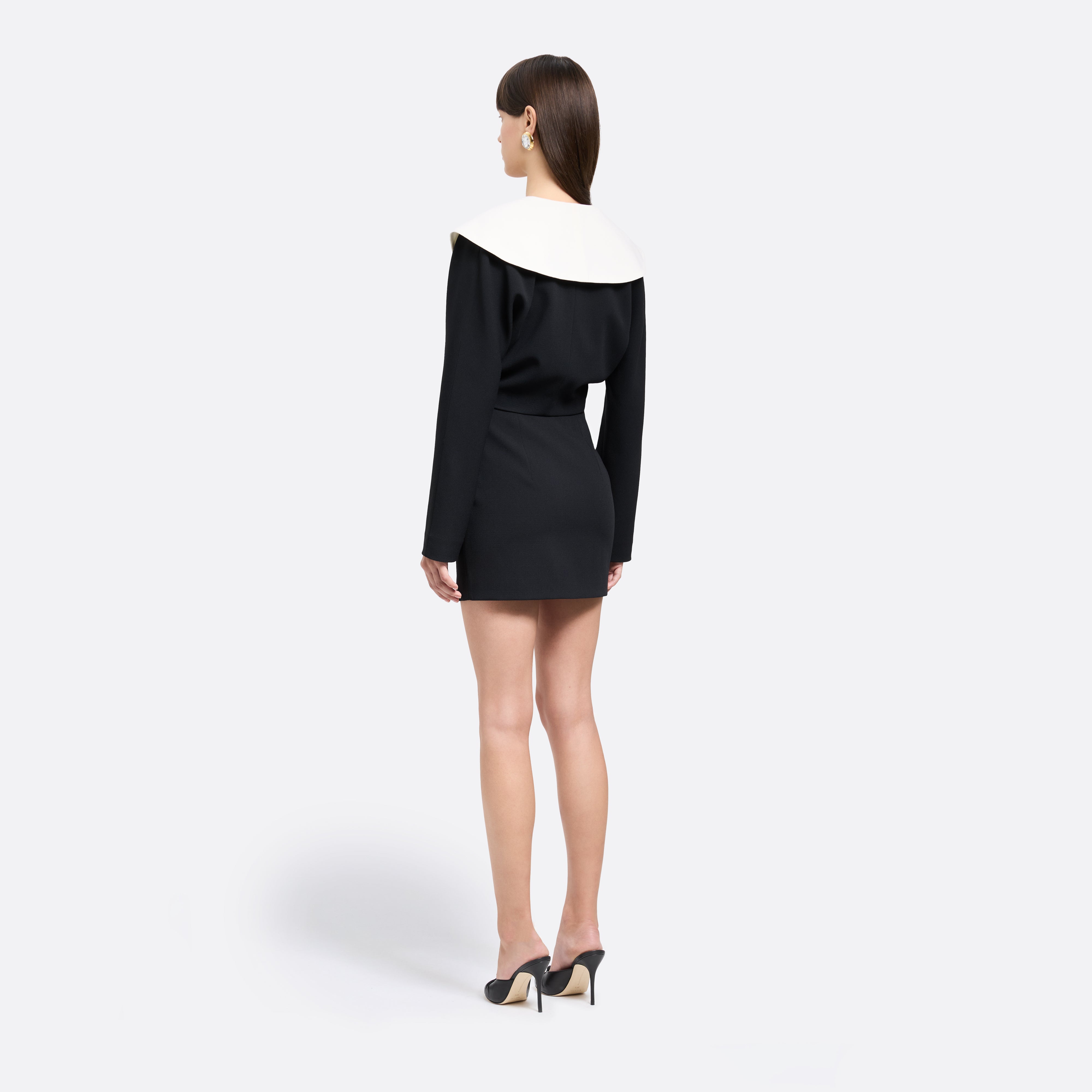 Alessandra Rich jupe mini noire laine crêpe taille haute