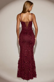 Oh Polly Embellished Vasanta robe corset bordeaux sequins