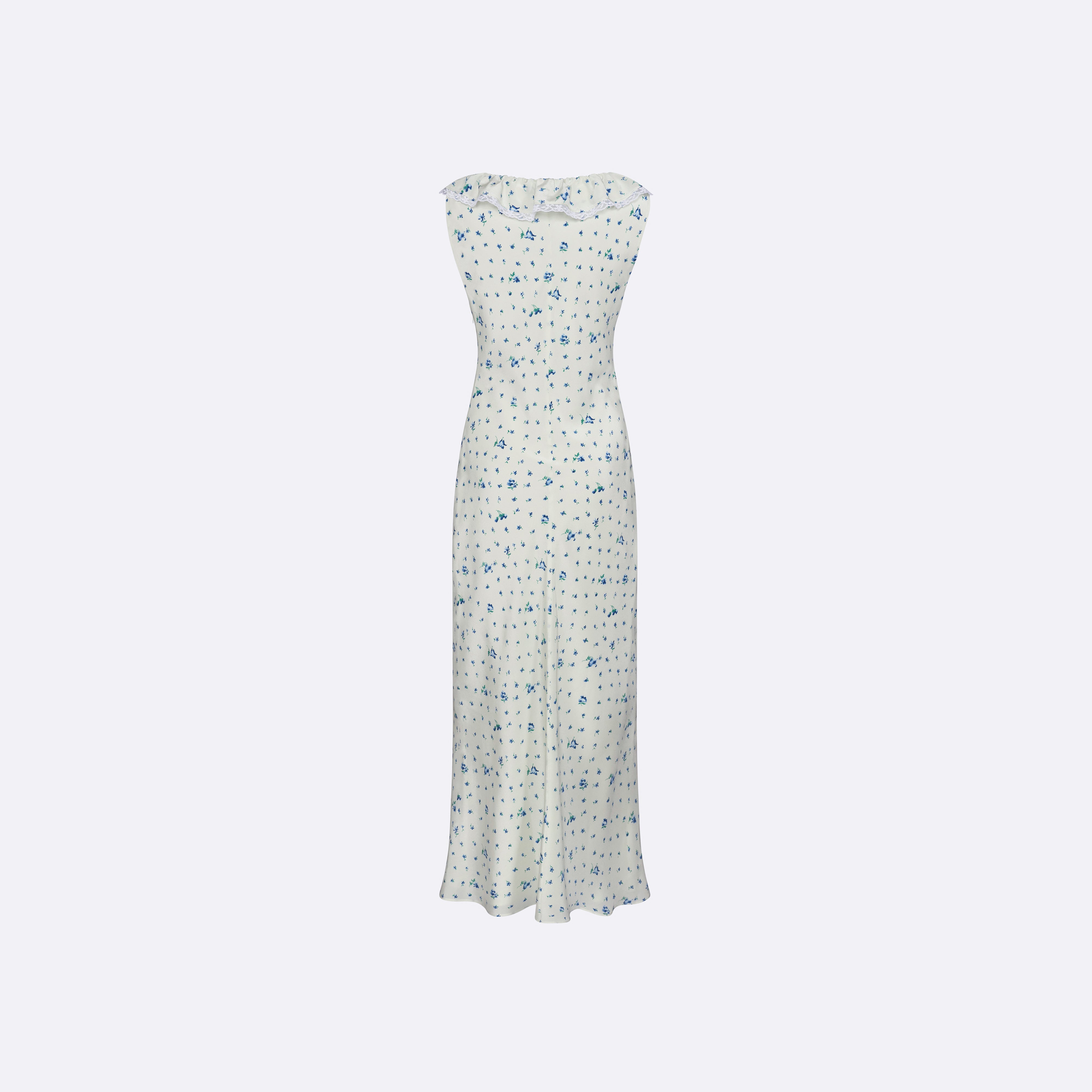 Alessandra Rich Silk Slip Midi robe nuisette bleu aqua floral