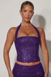 Oh Polly Embellished top corset Caralie violet perles