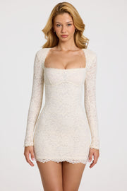 Oh Polly Darla 15400 mini robe dentelle blanche manches longues