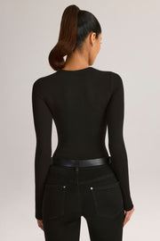 Oh Polly Ziva body manches longues col rond noir modal