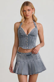 Oh Polly Lotta top corset bleu clair dentelle