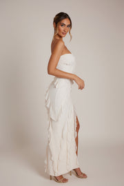 Oh Polly Nevali 5634 robe maxi ivoire volants