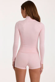 Oh Polly Bo+Tee BT0698 veste zip rose chiné stretch