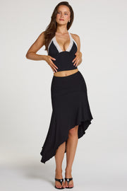 Oh Polly Opal Crop Top Noir Dentelle Col Licou Dos Nu