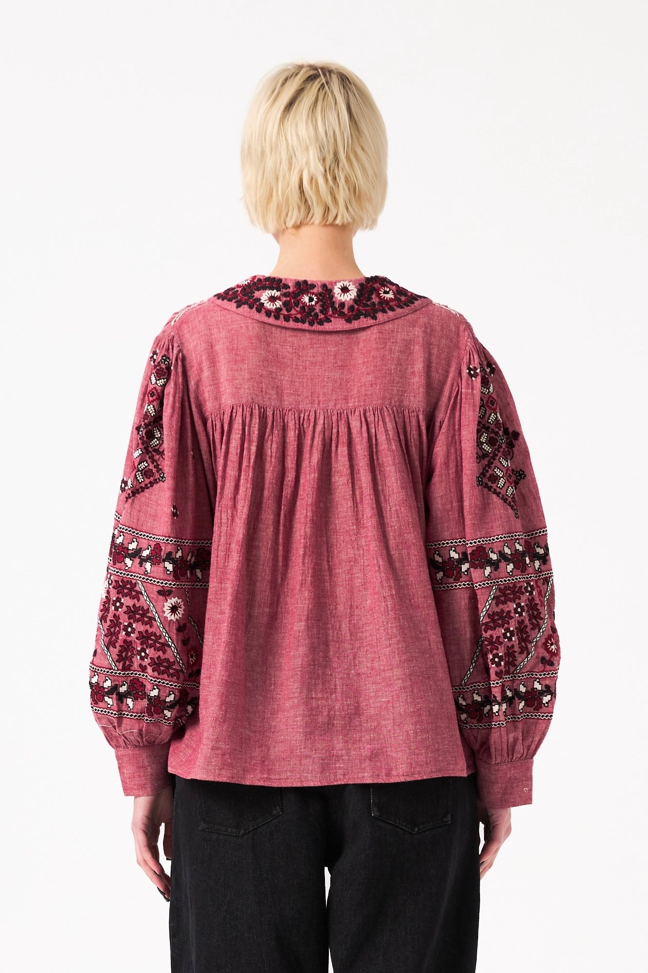 ChicoSoleil Miroki blouse coton brodée vieux rose