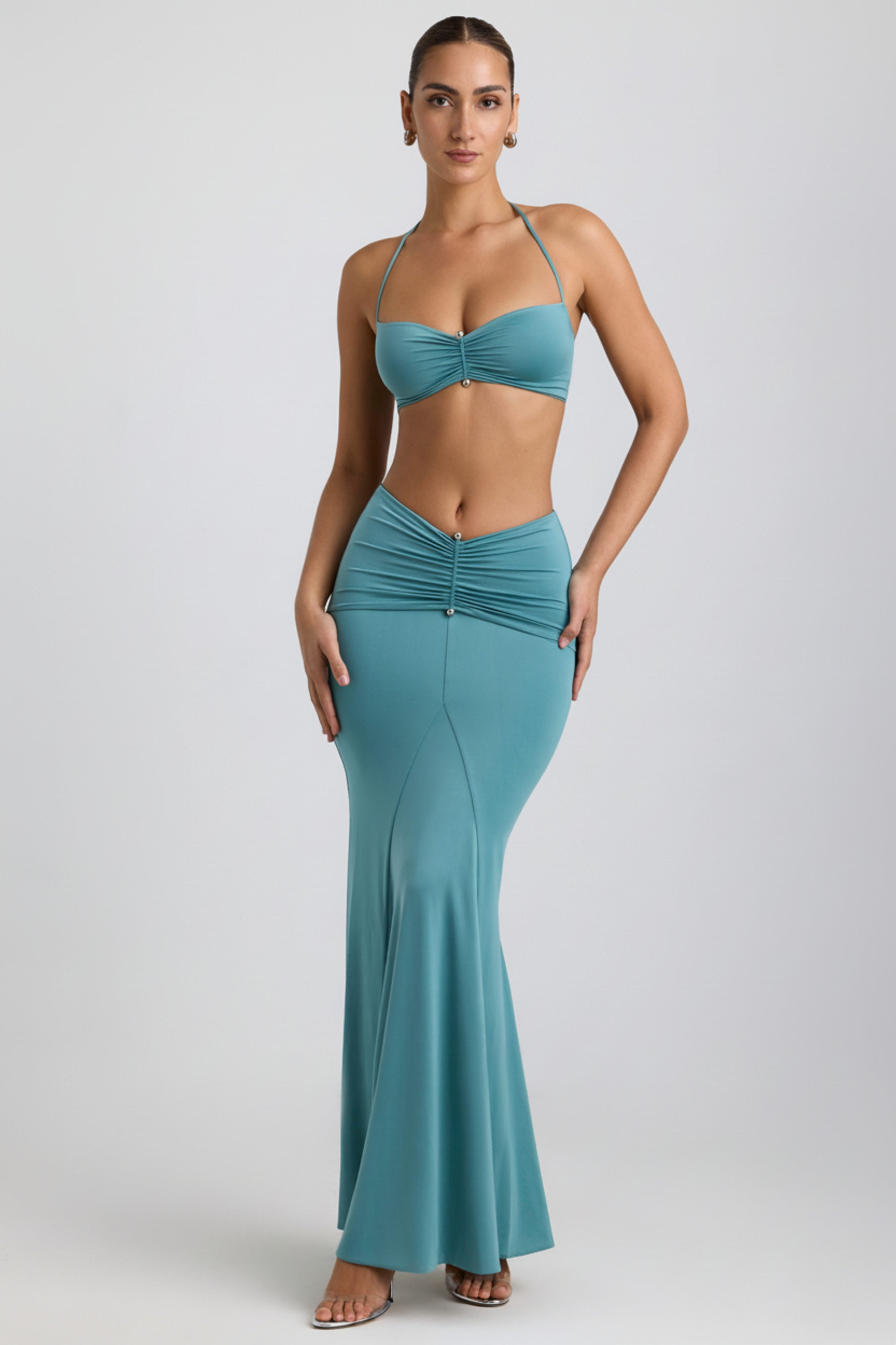 Oh Polly 8623 Giselle maxi jupe vert d'eau