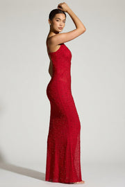 Oh Polly Embellished Colmar robe de soirée rouge strass