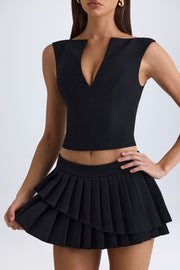 Oh Polly Nada 11517 mini jupe noire plissée taille basse