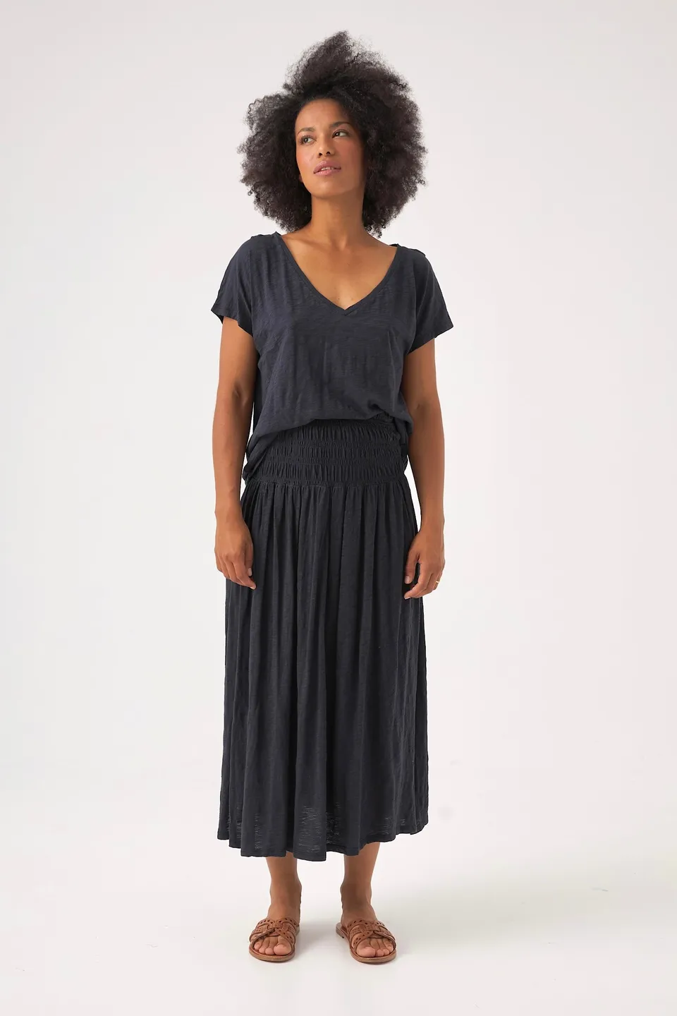Chicosoleil Wendy jupe longue noire smocks