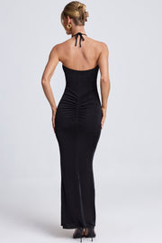 Oh Polly Margot robe maxi noire fente haute