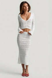 Oh Polly Skirts Yasira jupe midaxi White maille