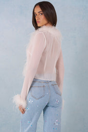 Oh Polly Elisia top plumes ivoire chiffon