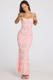 Oh Polly Valora robe maxi ombré rose perles col carré