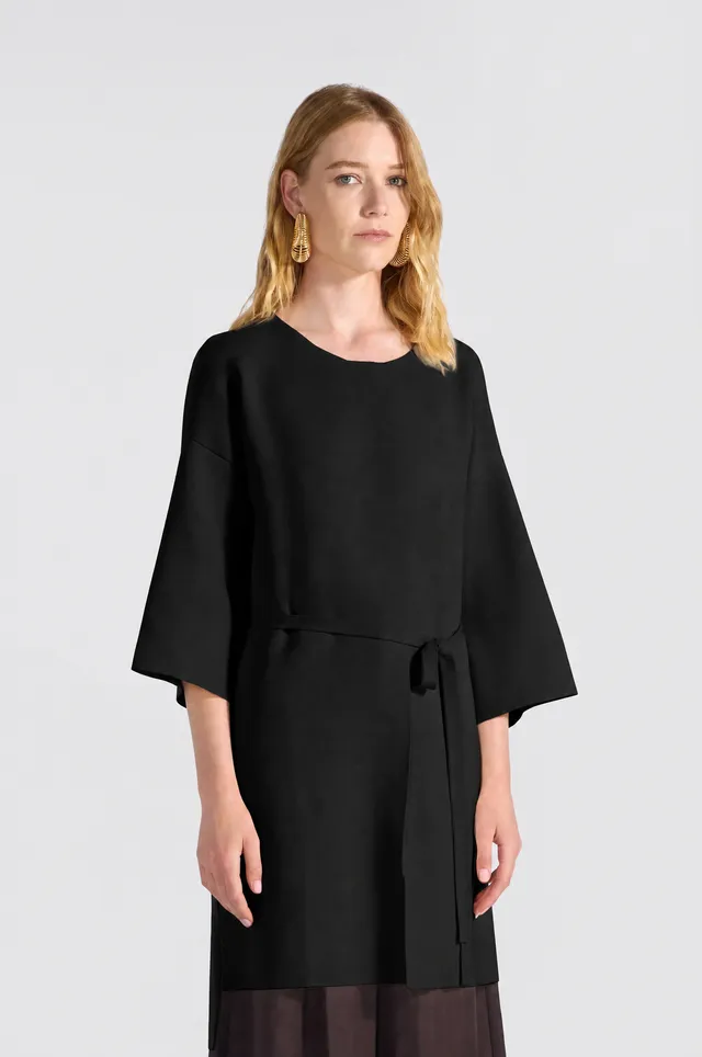 Liviana Conti Mila cardigan viscose ceinture kimono noir