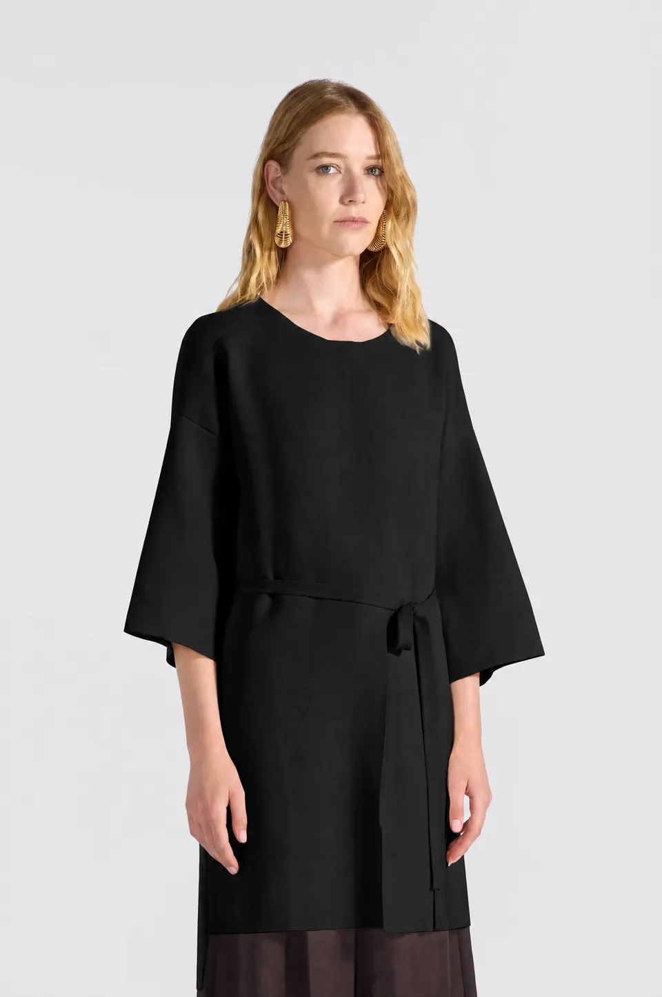 Liviana Conti Mila cardigan viscose ceinture kimono noir