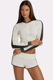 Oh Polly Veste Zippée Terry Coconut Éponge Coton Courte