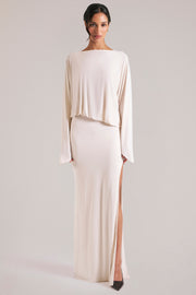 Oh Polly Dresses 15917 robe maxi vanille drapée
