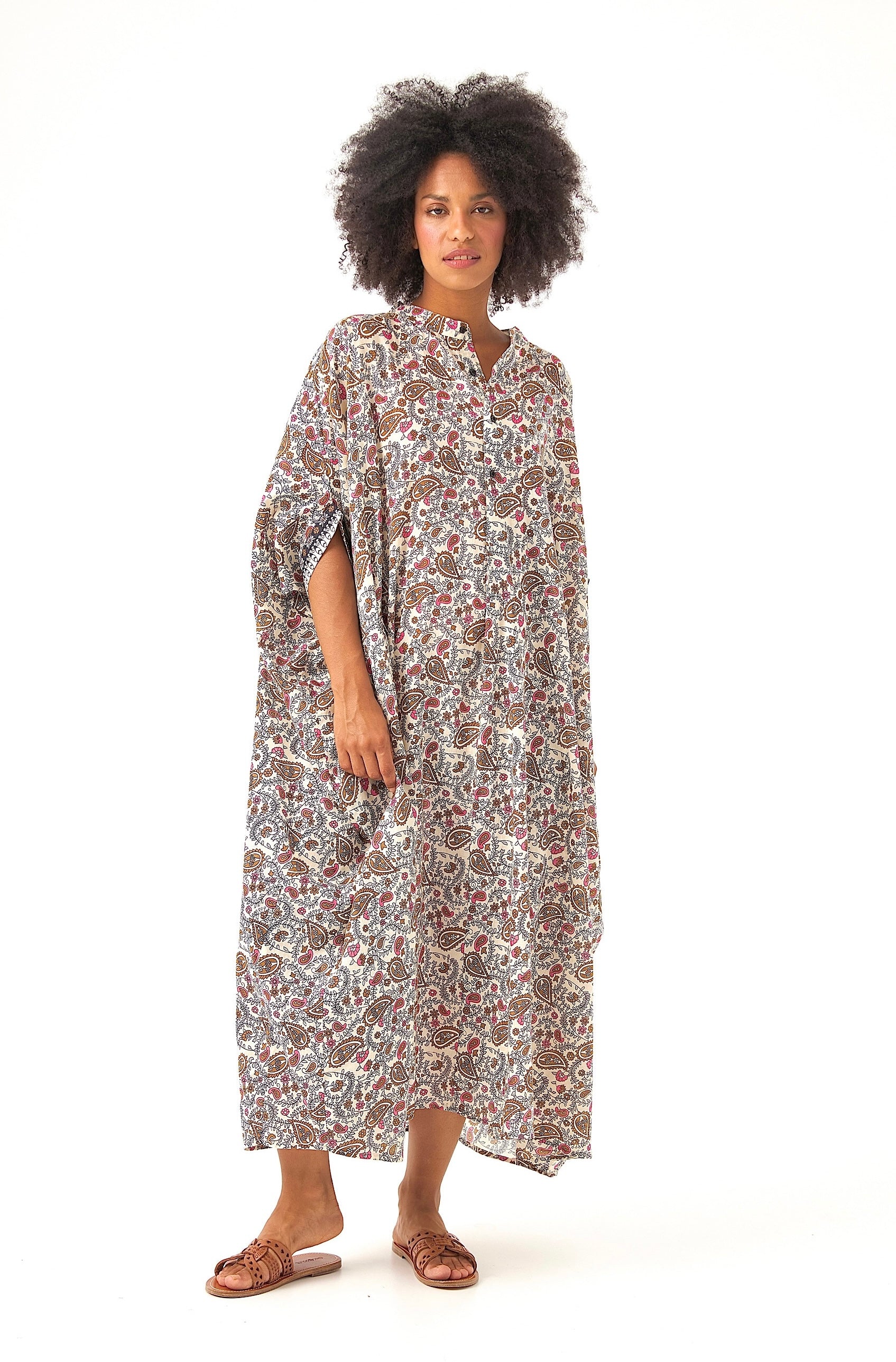 Chicosoleil Takumi robe kaftan rose mandala oversize
